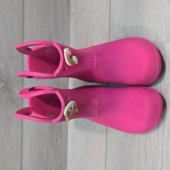 Crocs Girls Kids Pink Rain High Top Boots Shoes Sz C10 Toddler - Picture 3 of 11